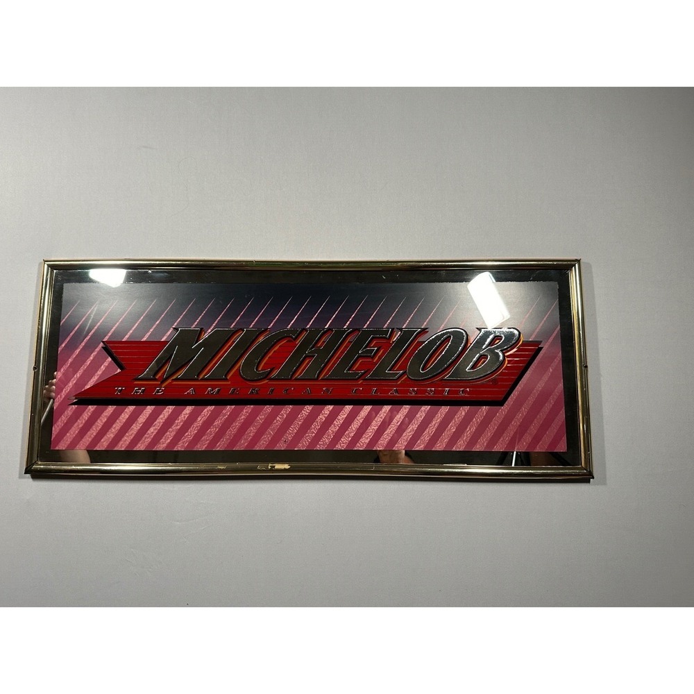 VTG Michelob‎ Beer Sign Mirror 33X13 Made in USA Bar Decor Man Cave 1995
